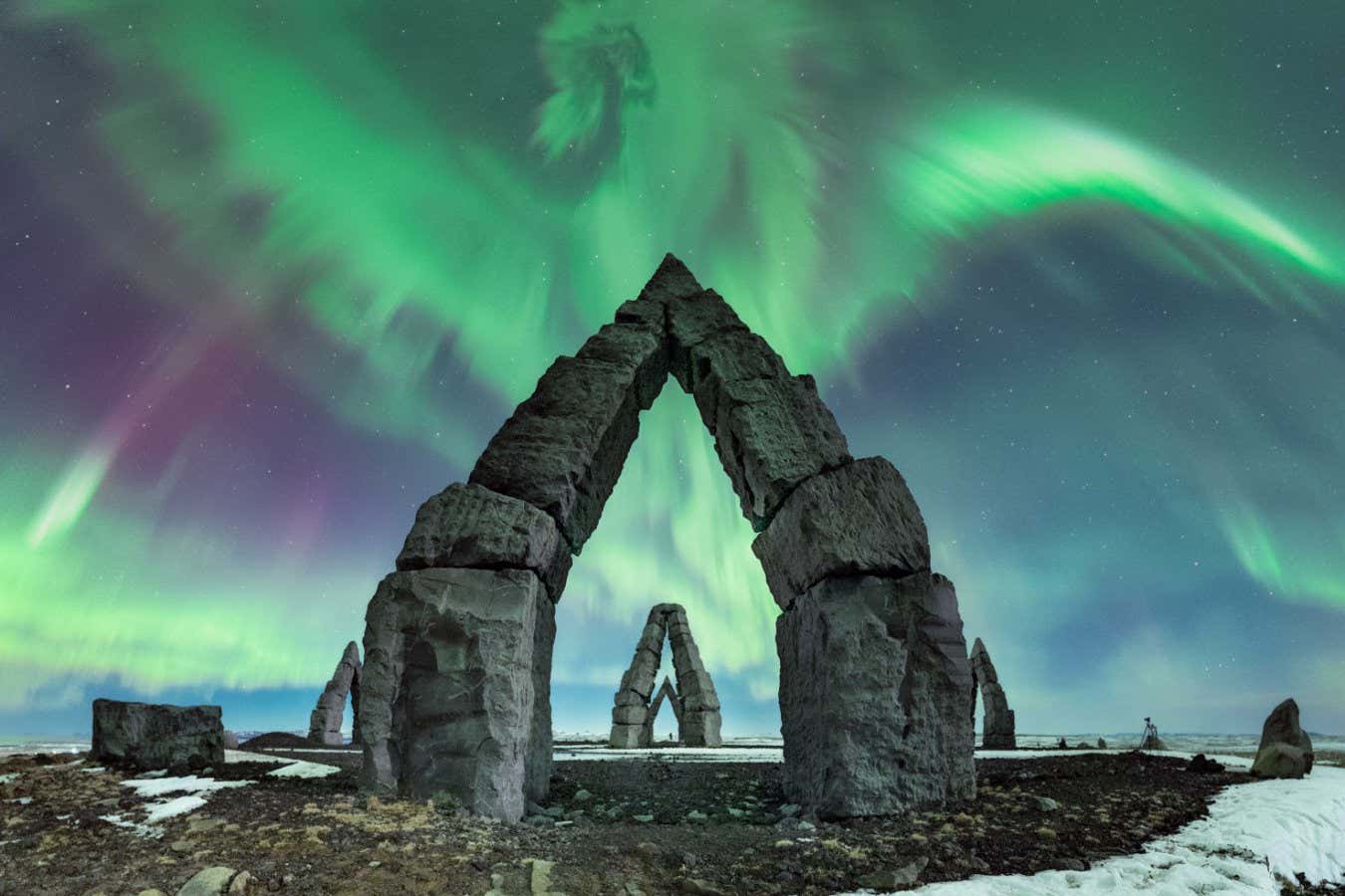 Arctic Dragon ? Carina Letelier Baeza (Chile) This impressive aurora, which seemingly takes the form of a dragon, was the result of a geomagnetic storm (level G2) generated by a coronal mass ejection. The photo was captured at the Arctic Henge, which was one of the only places in Iceland with clear skies that night. Taken with a Nikon D810A camera, 14 mm f/1.8, ISO 6,400, 2.5-second exposure Location: Raufarh?fn, Iceland, 25 February 2023