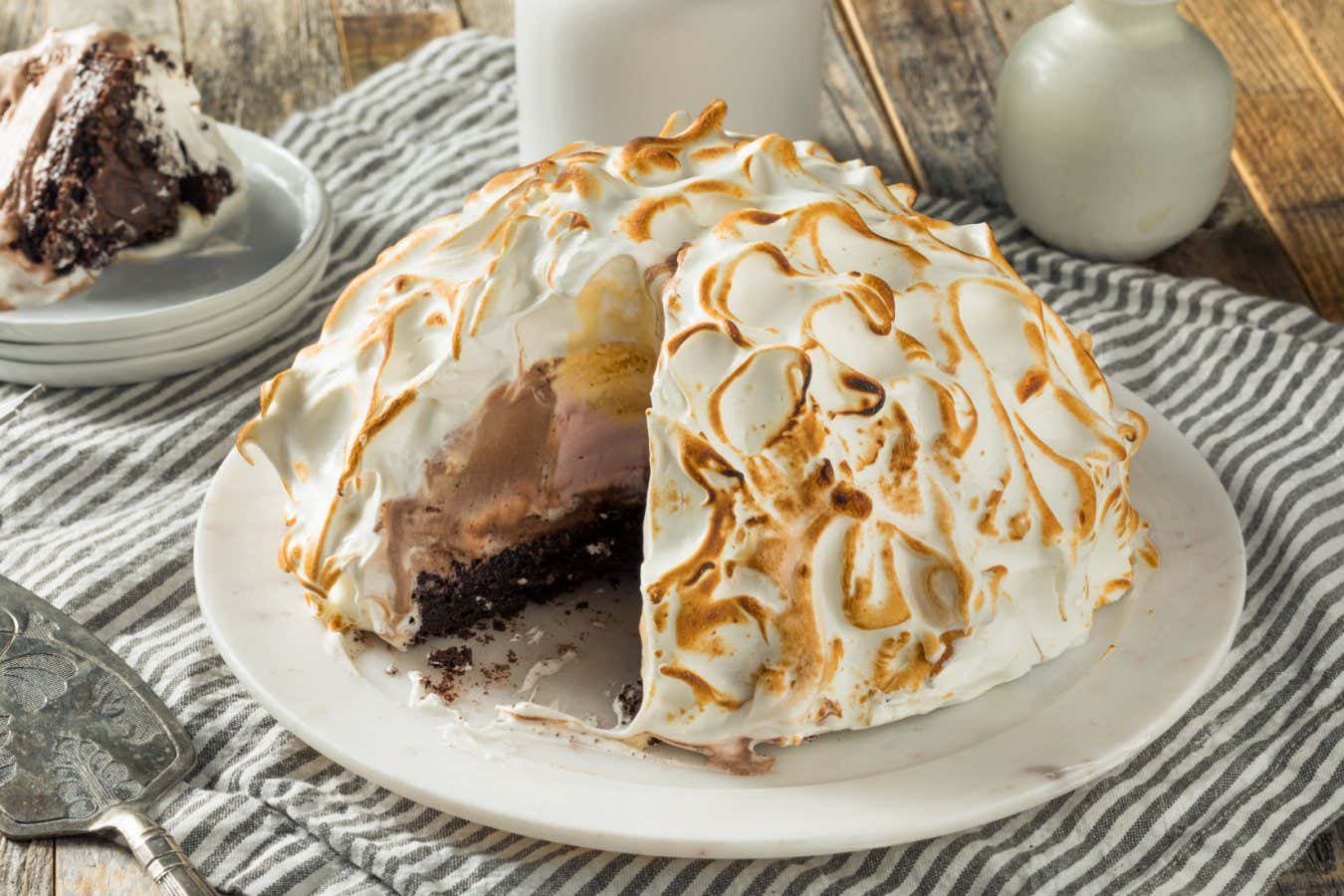 Homemade Toasted Baked Alaska with Chocolate Berry Vanilla Ice Cream; Shutterstock ID 1435919333; purchase_order: -; job: -; client: -; other: -